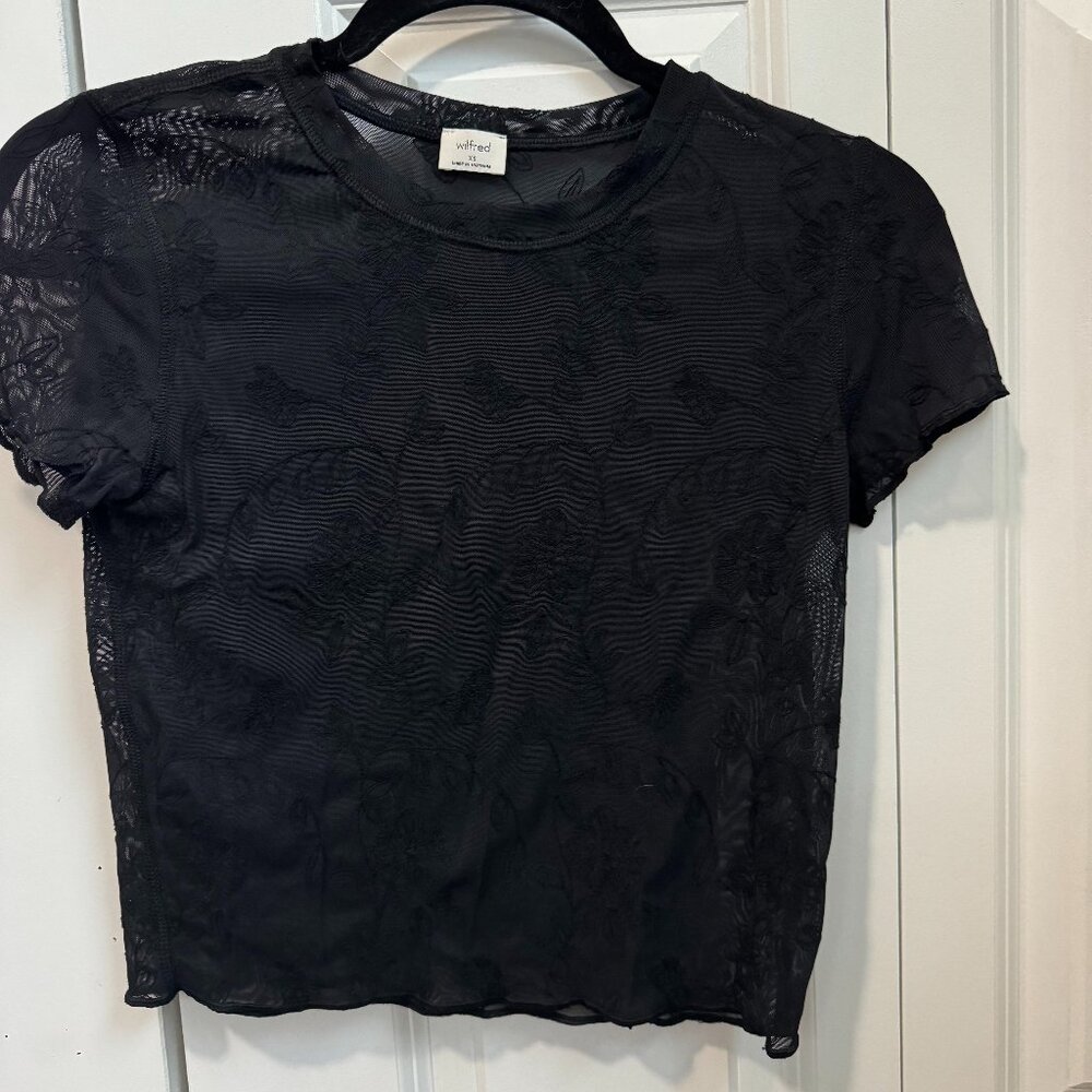 Wilfred Madden Floral mesh crop tshirt